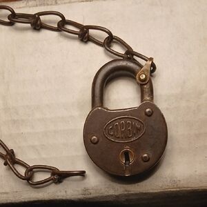 Vintage 1890s Corbin Paddlock Brass And Black No Key